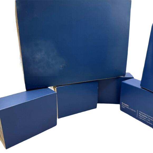 Lot 8 Lia Sophia Empty Jewelry Boxes with Foam - Blue with White Lettering - Picture 8 of 9